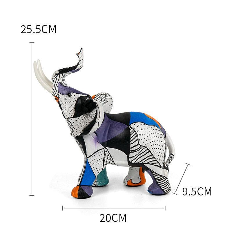 Estatueta de Elefantes com Design Geométrico - Ilusão de óptica