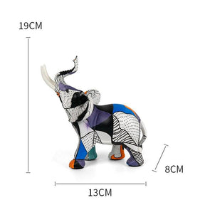 Estatueta de Elefantes com Design Geométrico - Ilusão de óptica