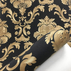 Papel de Parede Wall Glamour Damasco com Preto Vinil Texturizado - Edição Exclusiva